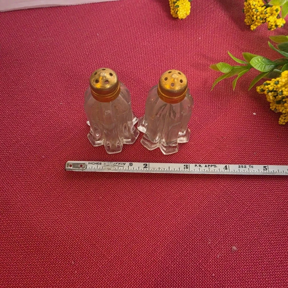 VINTAGE F.B. Roger Salt and Pepper Shakers Crystal Gold Plated Japan 1950's